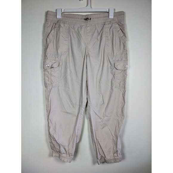Calvin Klein Performance Pants Women Size XL Ankle Cargo Jogger Activewear Khaki - Picture 2 of 6